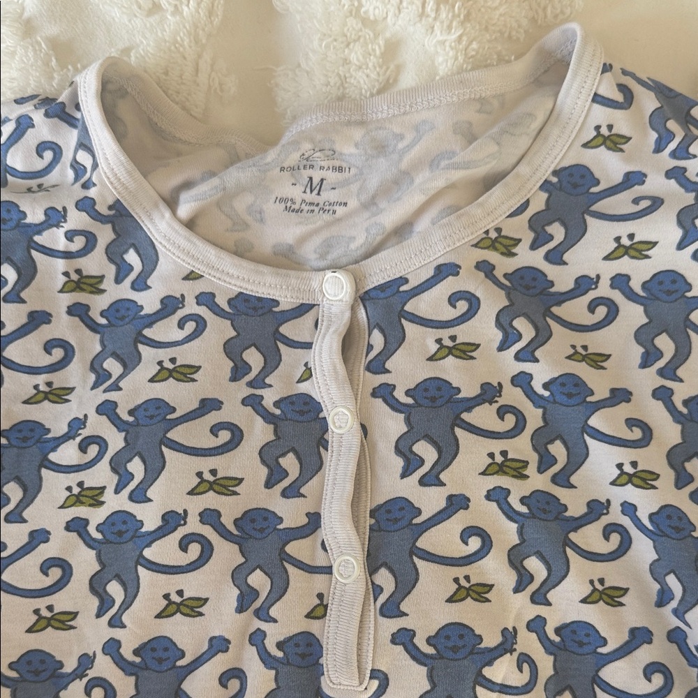Roller Rabbit Blue Monkey  women’s pajama set size m